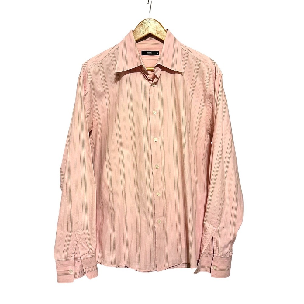 4YOU Scandinavia Pink Striped Long Sleeve Button Down Shirt Mens XL‎